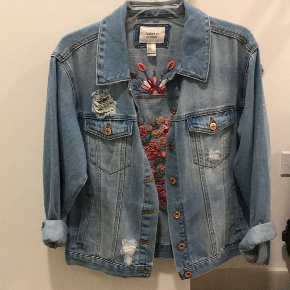 Floral Embroidered Denim Jacket